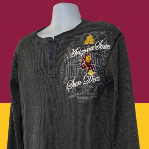 Wuhou - Arizona State Sun Devils Henley. Long Sleeve Gray with logo size XL - Picture 4 of 10
